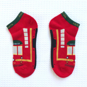 Pair of red Melbourne tram socks