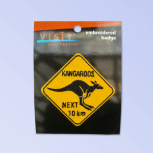 Kangaroo road sign embroidered patch