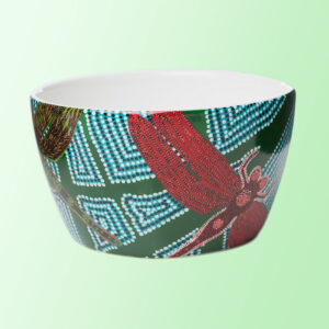 Porcelain nut bowl with dragonfly artwork by Sheryl Burchill