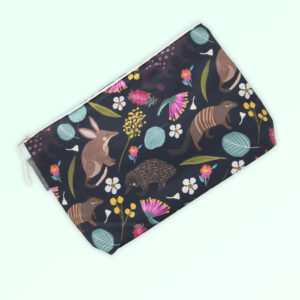 Large cosmetic bag with the fabric design of Australian nocturnal animals