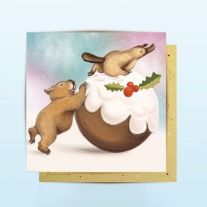 Mini Christmas cards with wombat and platypus