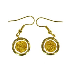 Gold Leaf Hook Earrings – Round