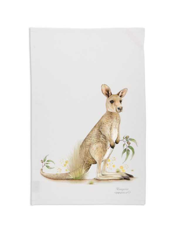 Popcorn Blue Kangaroo tea towel