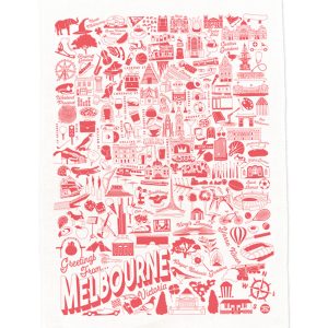 Happy Day People Melbourne Map tea towel