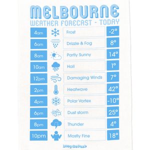 Happy Day People Melbourne Weather tea towel