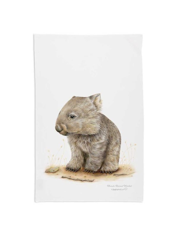 Wombat illustraion tea towel