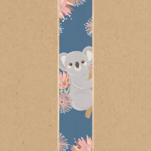 Koala and Australian flora wooden bookmark with blue background