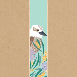 Kookaburra and Australian flora wooden bookmark