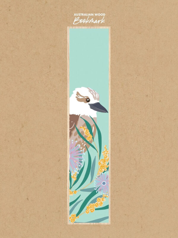 Kookaburra and Australian flora wooden bookmark