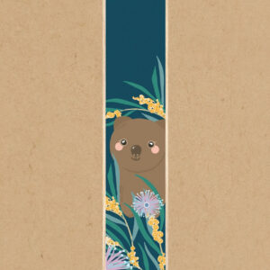 Wombat and Australian flora wooden bookmark