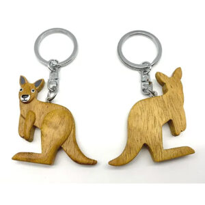 Wooden Kangaroo Keyring