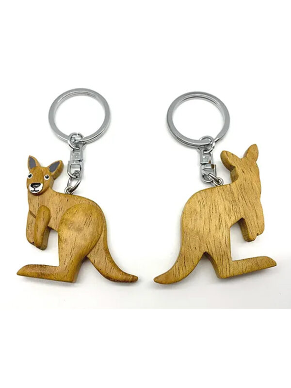 Wooden Kangaroo Keyring